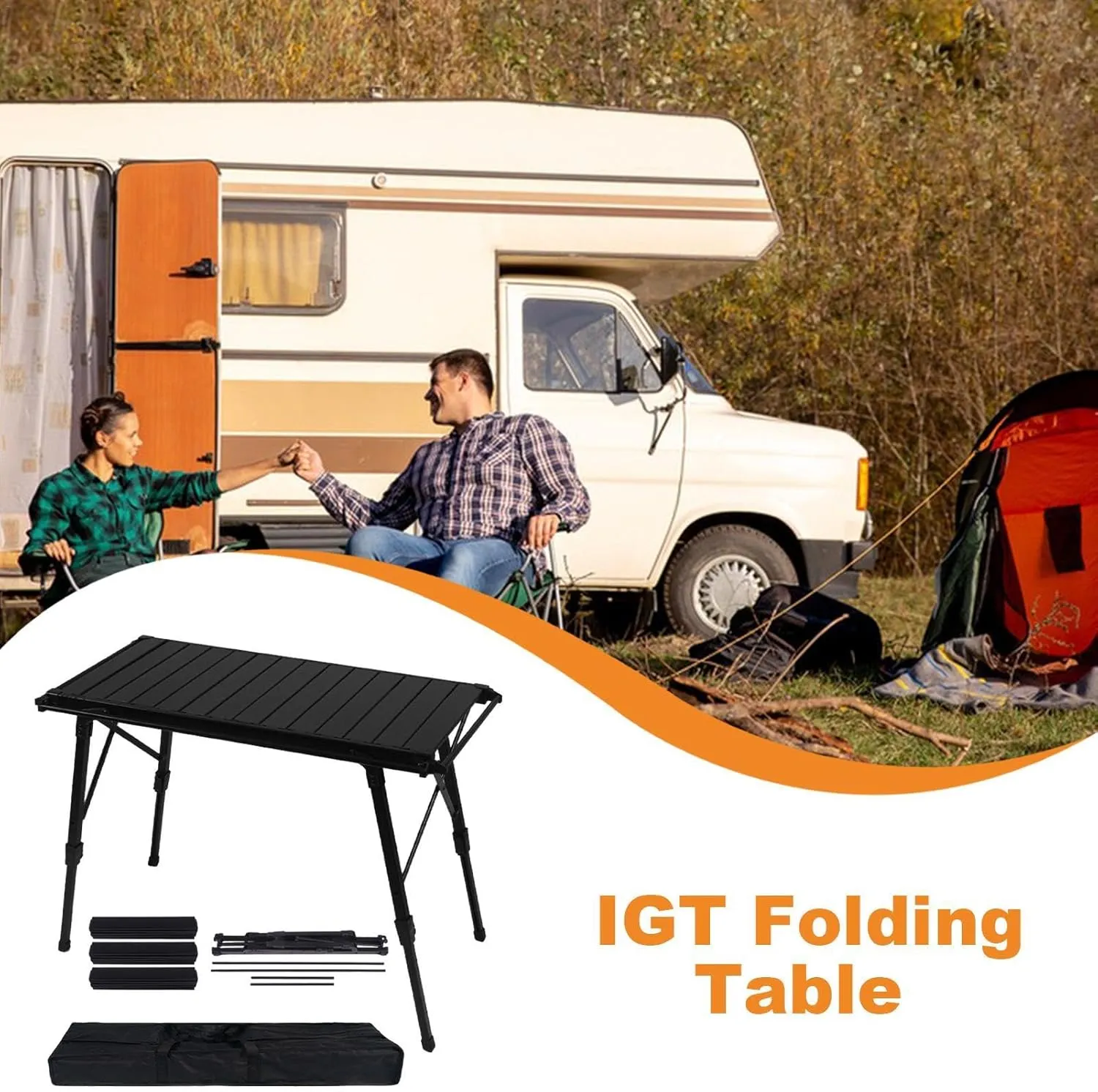 Portable Picnic Table, Travel Picnic Table, Adjustable Camping Table, Foldable Travel Table, Camping Accessories, Folding Legs Perfect for Camping, Beach, Outdoor Dinner Outdoor Picnic Ideal
