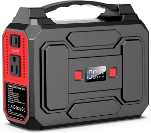 Portable Power Station Bank 146Wh 200W Peak(100W Rated), Solar Powered Power Bank with AC Outlet 110V for Camping, Solar Charger Power Bank Battery Pack 39600mAh for Home Outdoor Emergency