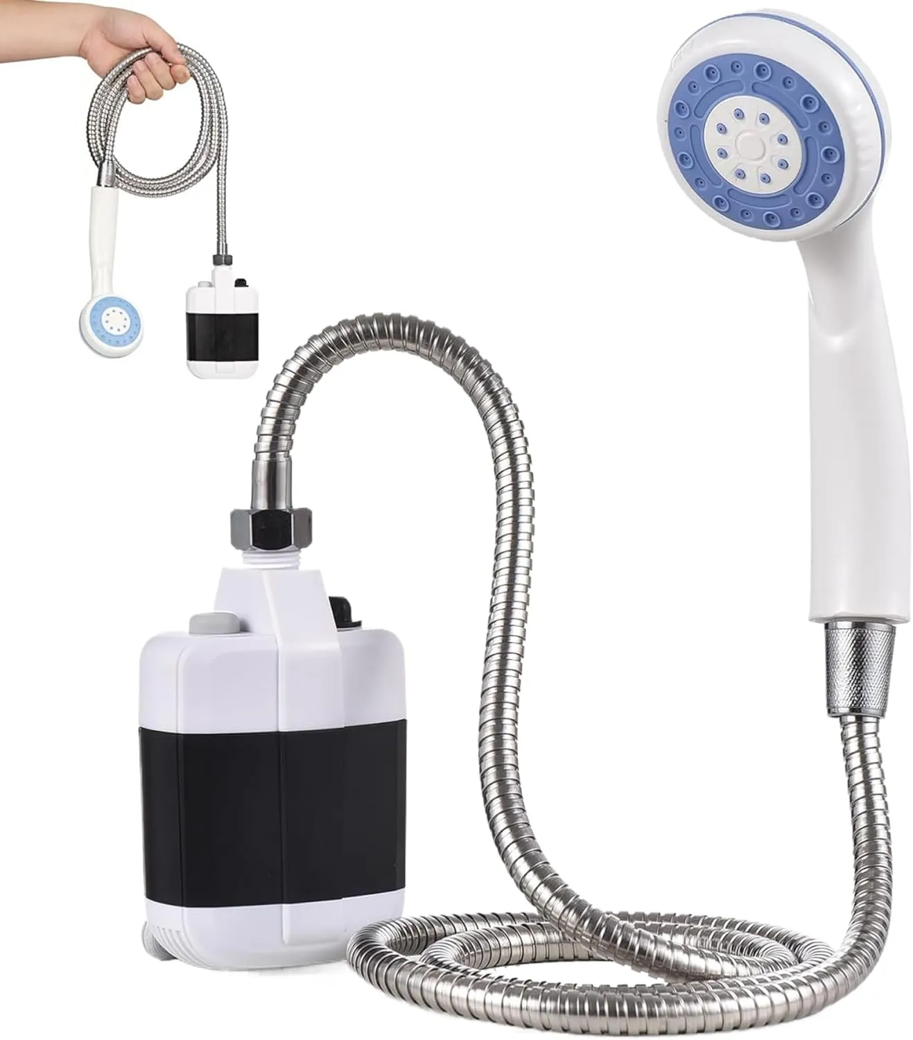 Portable Shower Camping Shower Pump USB Rechargeable Outdoor Shower Waterproof Portable Shower Pump with Shower Head for Hiking, Backpacking, Travel, Beach, Pet Camping Shower Pump