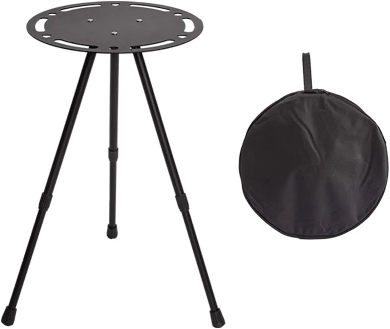 Portable Small Folding Round Table Adjustable Height Aluminum Alloy Table for Camping Picnics and Self-Driving Tours