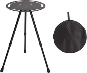 Portable Small Folding Round Table Adjustable Height Aluminum Alloy Table for Camping Picnics and Self-Driving Tours