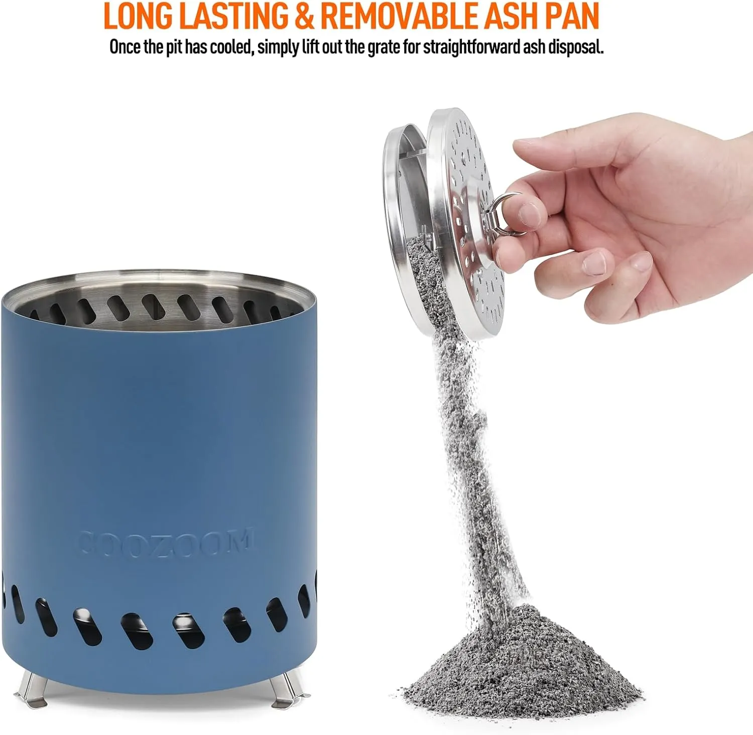 Portable Table Top Fire Pit with Stand, 5.5" Stainless Steel Mini Outdoor Low Smoke Burning Tabletop Firepit Fueled by Pellets or Wood, for Outside Camping Blue