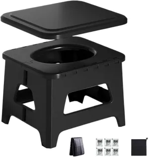 Portable Toilet, Camping Toilet, Foldable Seat, Privacy Accessory, Lightweight Design, Ideal for Backpacking, Hiking, Tent, RV, Travel, Car, Boat 773.76 inch Black, Gray