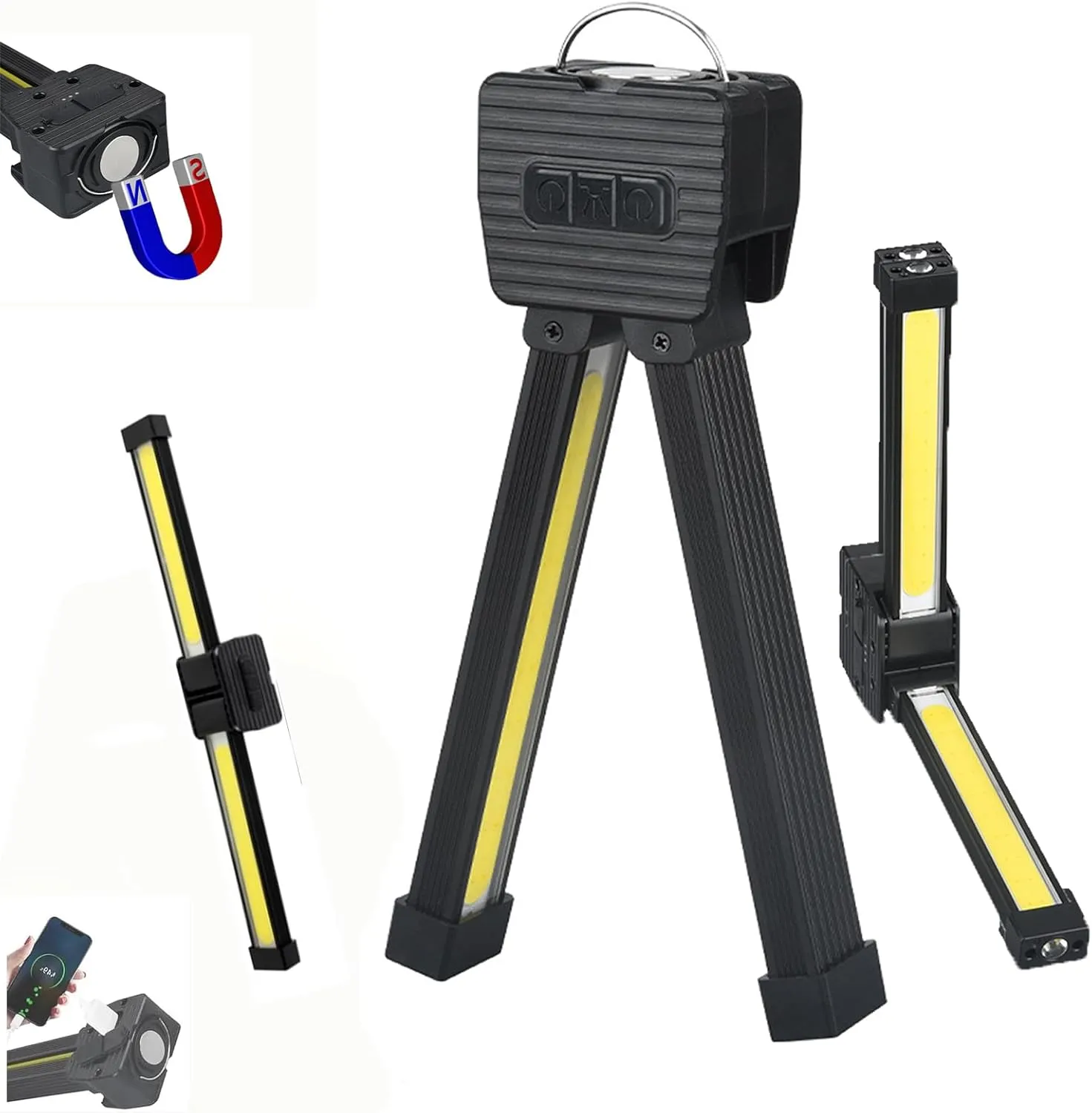 Posing Lamp,Gym Lamp for Posing,Portable Magnet LED Flashlight Gym Lamps 180 Degree Folding,with Hanging Hook,7th Gear Dimming, USB Rechargeable Worklight,Power Bank Camping Light