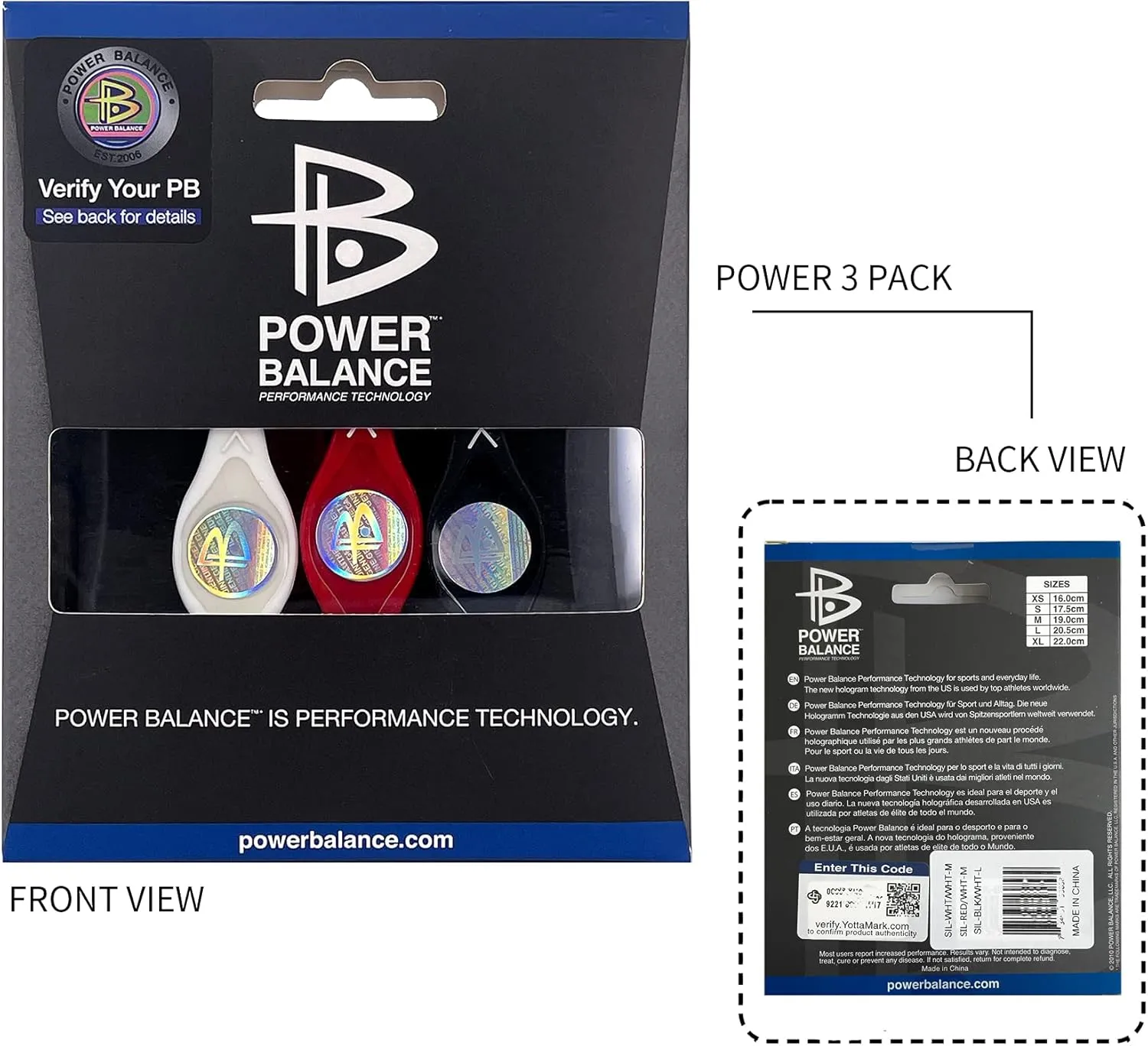 Power Balance the Original Genuine Performance Wristband, Silicone rubber Wristbands Bracelets sports bracelet wristband for men women, power 3 pack bangles, safe Waterproof Lightweight durable, size of M M L（M 19.0CM/L 20.5CM)
