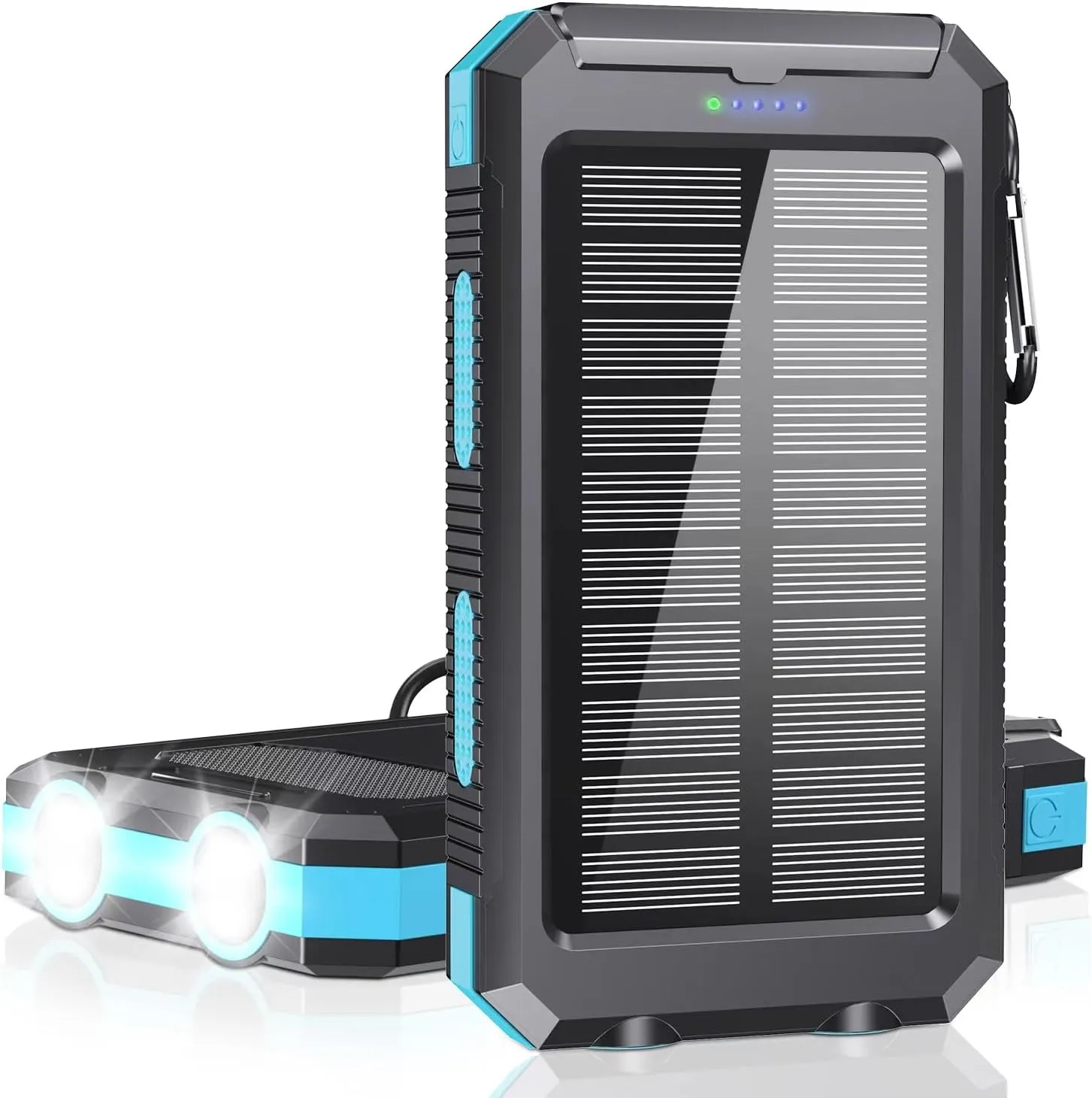 Power Bank 36800mAh Solar Portable Charger with USB-C 5V/3.1A Fast Charging Compatible with iPhone, with 2 LED Flashlights and IPX5 Waterproof External Backup Battery Pack Perfect for Camping, Hiking
