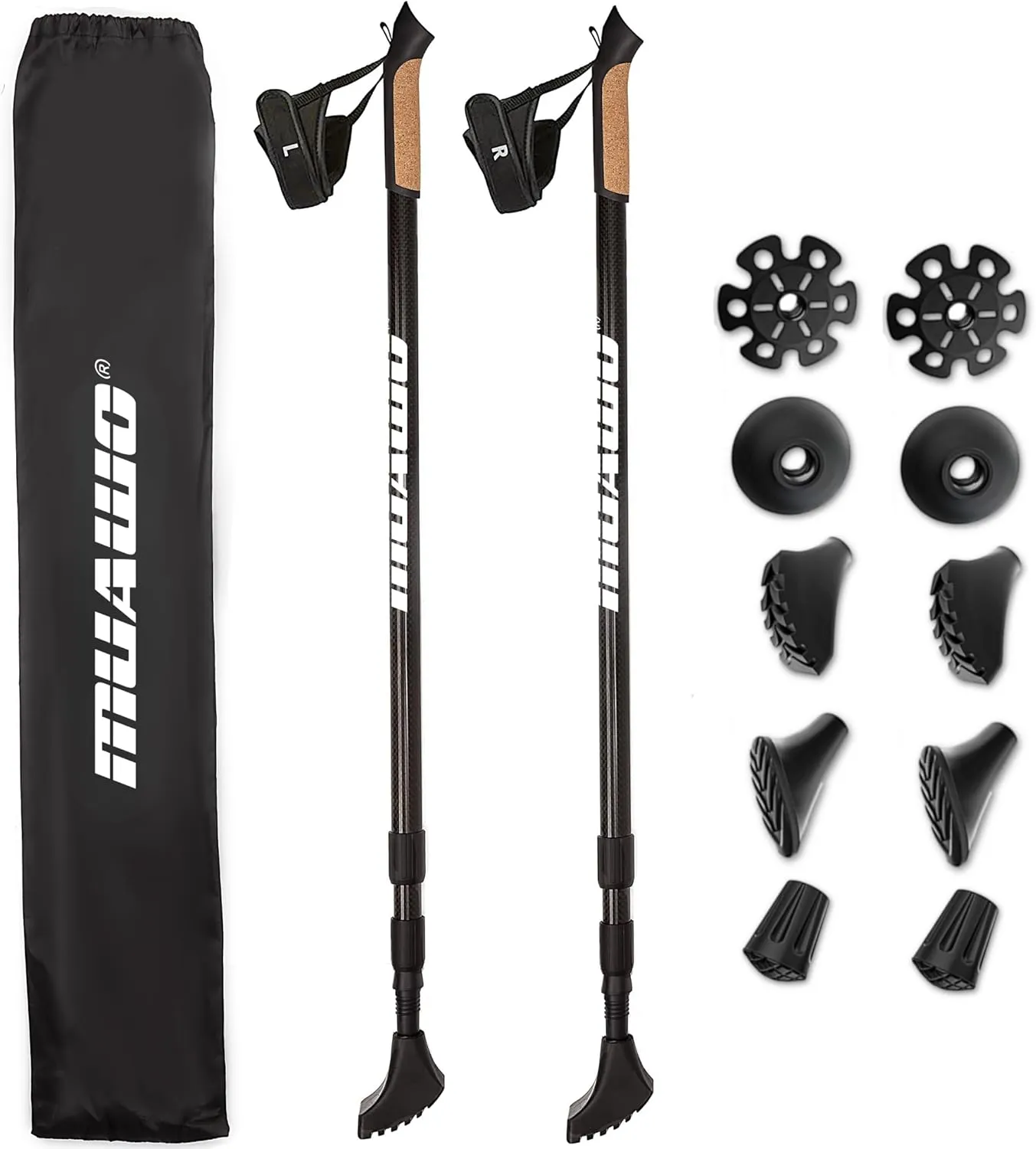 Premium Nordic Walking Poles | Adjustable, Ultralight 6.7 Ounces, 25"-53" Telescopic Twist Pole, 100% Carbon | Trekking Poles, Hiking Poles, Walking Sticks for Women & Men