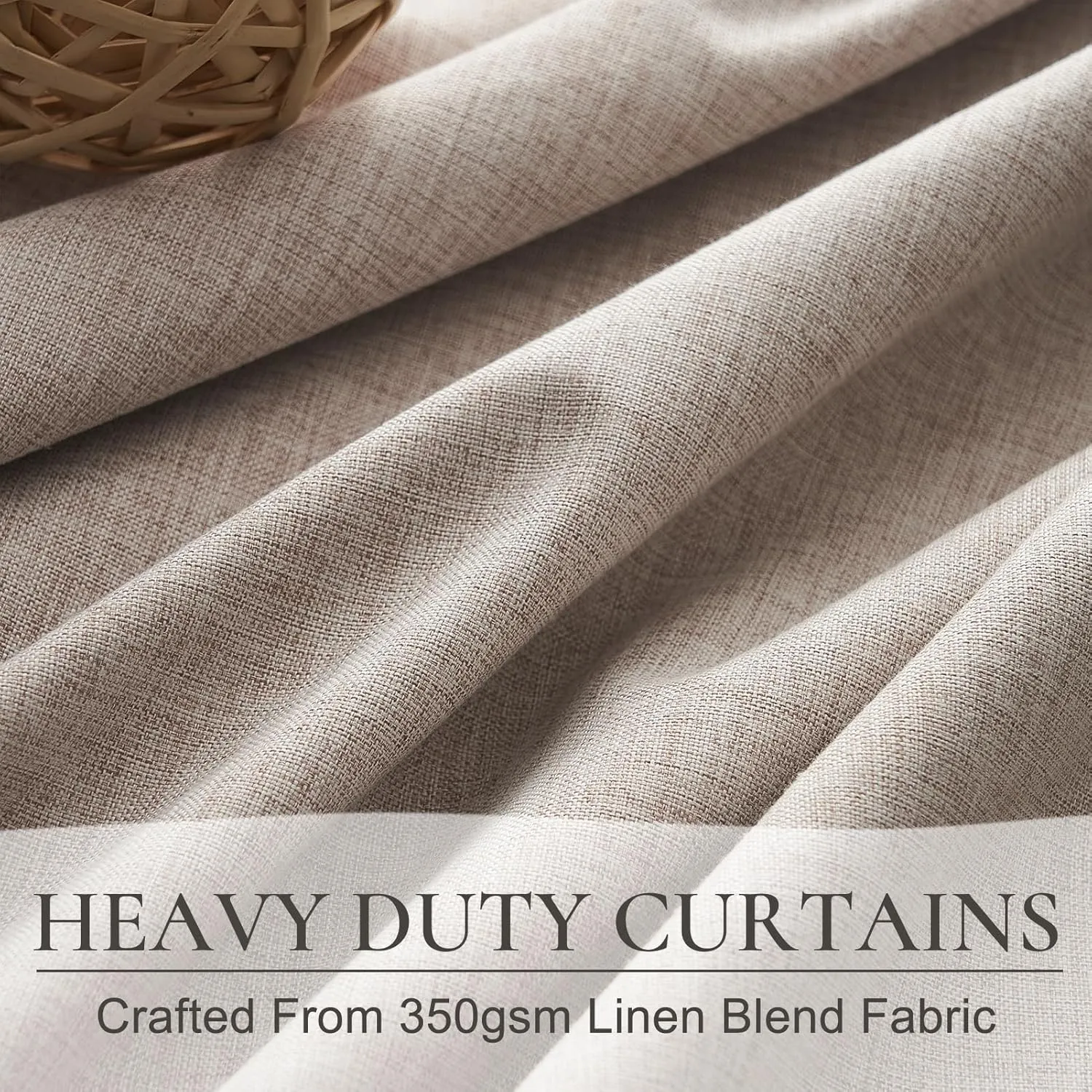 Primitive Linen Curtains for Living Room 96 Inches Long,Rustic Country Style Drapes Complete Blackout Dark Out Curtains for Bedroom/Playroom/Classroom Rod Pocket,Back Tab,Hook Belt(50Wx96L 2Panels)