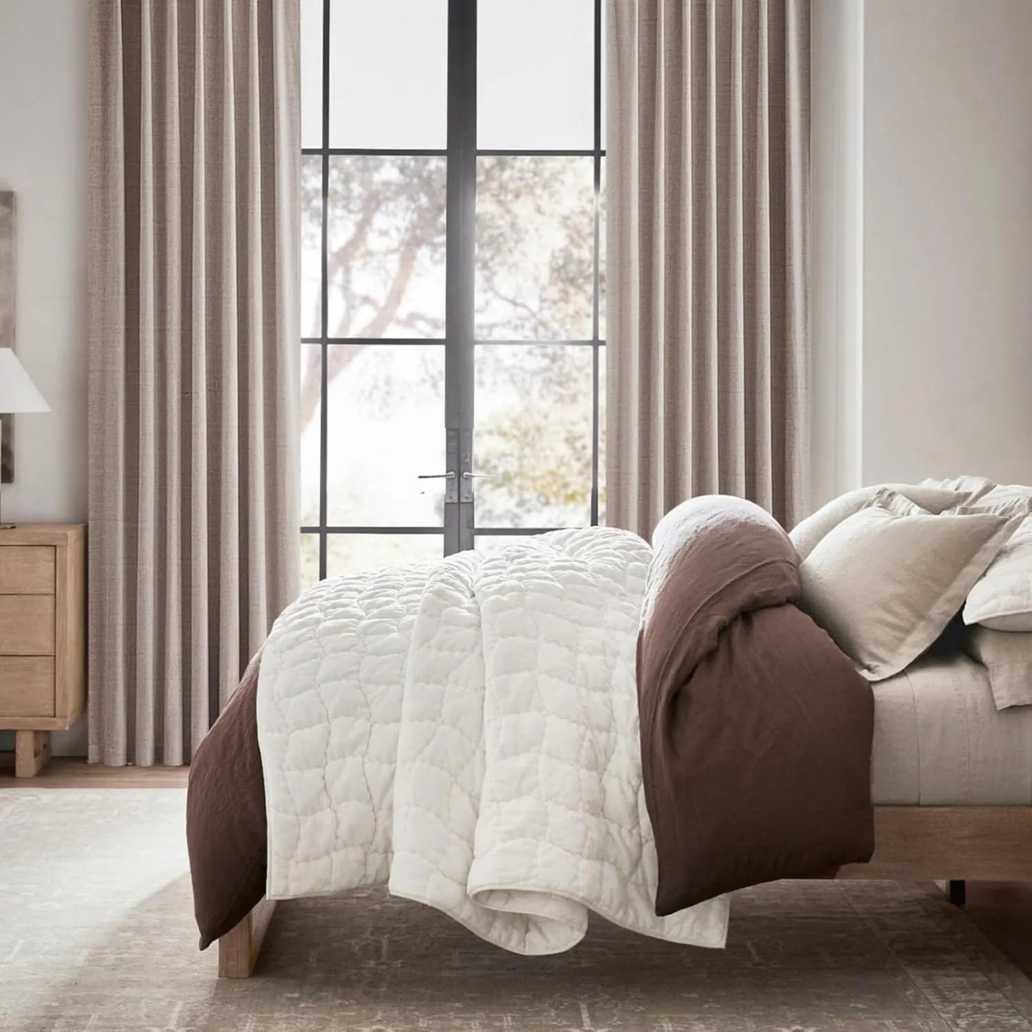 Primitive Linen Curtains for Living Room 96 Inches Long,Rustic Country Style Drapes Complete Blackout Dark Out Curtains for Bedroom/Playroom/Classroom Rod Pocket,Back Tab,Hook Belt(50Wx96L 2Panels)