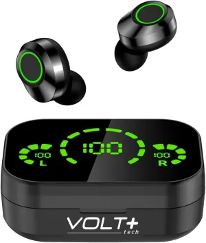 Pro Earbuds Wireless V5.3 LED Compatible with Vertu Constellation Smile IPX3 Water & Sweatproof/Noise Reduction & Quad Mic(Black)