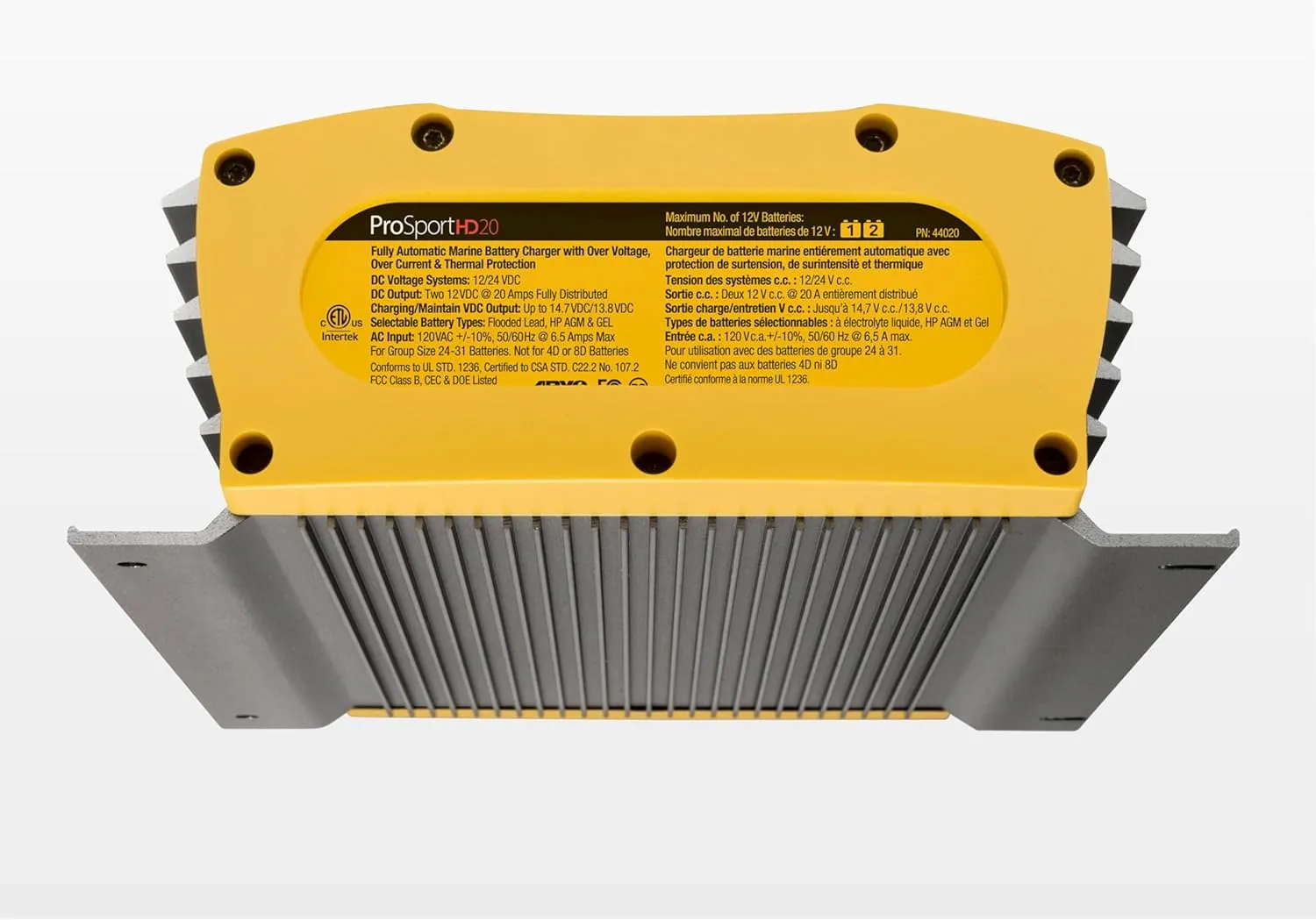 ProMariner 44012 ProSport HD Waterproof Marine Battery Charger, 12 Amp, 2 Bank