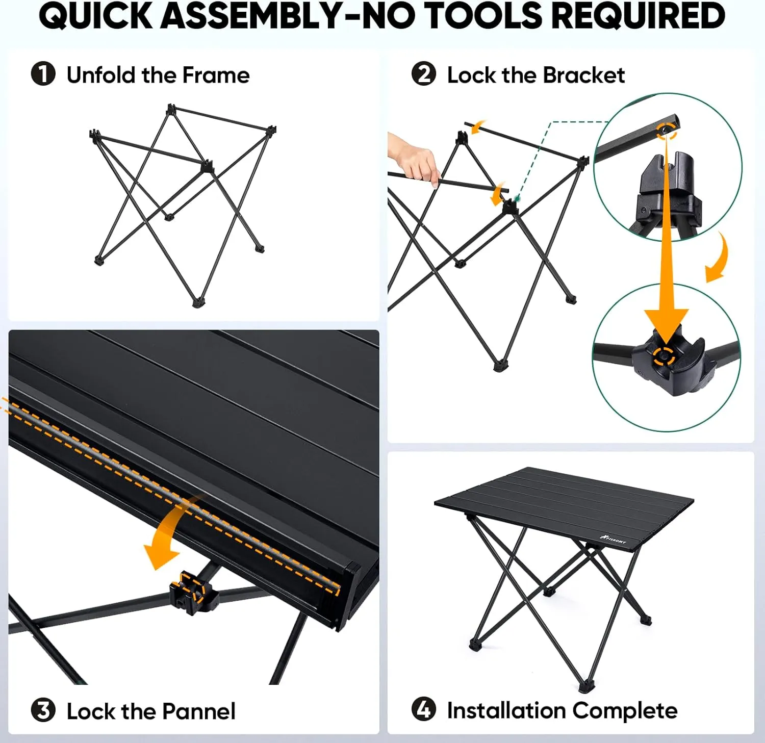 PTEROMY Folding Camping Table, Portable Beach Table with Ultralight Aluminum Tabletop for Travel, Outdoor, Camping, Picnics, and BBQs (Small, Black)