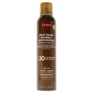 PUPA Milano Multifunction Invisible Water Resistant Sunscreen Spray SPF 30 - Fresh And Pleasant Scent - Stimulate The Production Of Melanin - Super Fast Drying - Prevents Skin Dehydration - 6.7 Oz