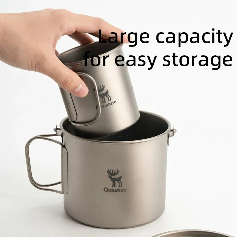 Pure Qunature Camping Bold Titanium Foldable 1100ml Closing soon Cup with Lightweight Handle