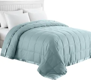 puredown® Blankets King Size - Soft Lightweight Down Blanket for All Seasons, Cozy Warm Luxury Bed Blanket with Satin Trim, Cotton Cover, Blue (108"X90")