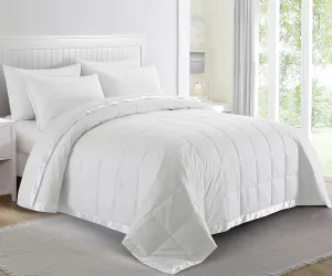 puredown® Blankets Queen Size - Soft Lightweight Down Blanket for All Seasons, Cozy Warm Luxury Bed Blanket with Satin Trim, Cotton Cover, White (90"X90")
