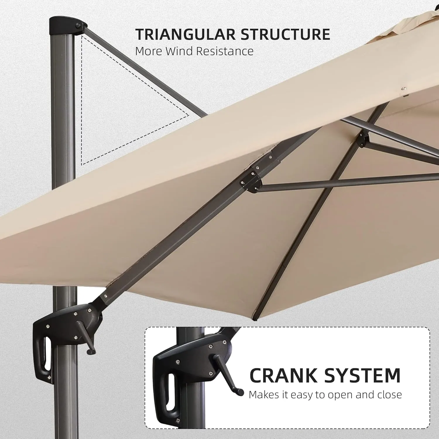 PURPLE LEAF 10' X 13' Patio Umbrella with Base Outdoor Cantilever Rectangle Umbrella Aluminum Offset Umbrella with 360-degree Rotation for Garden Deck Pool Patio Beige