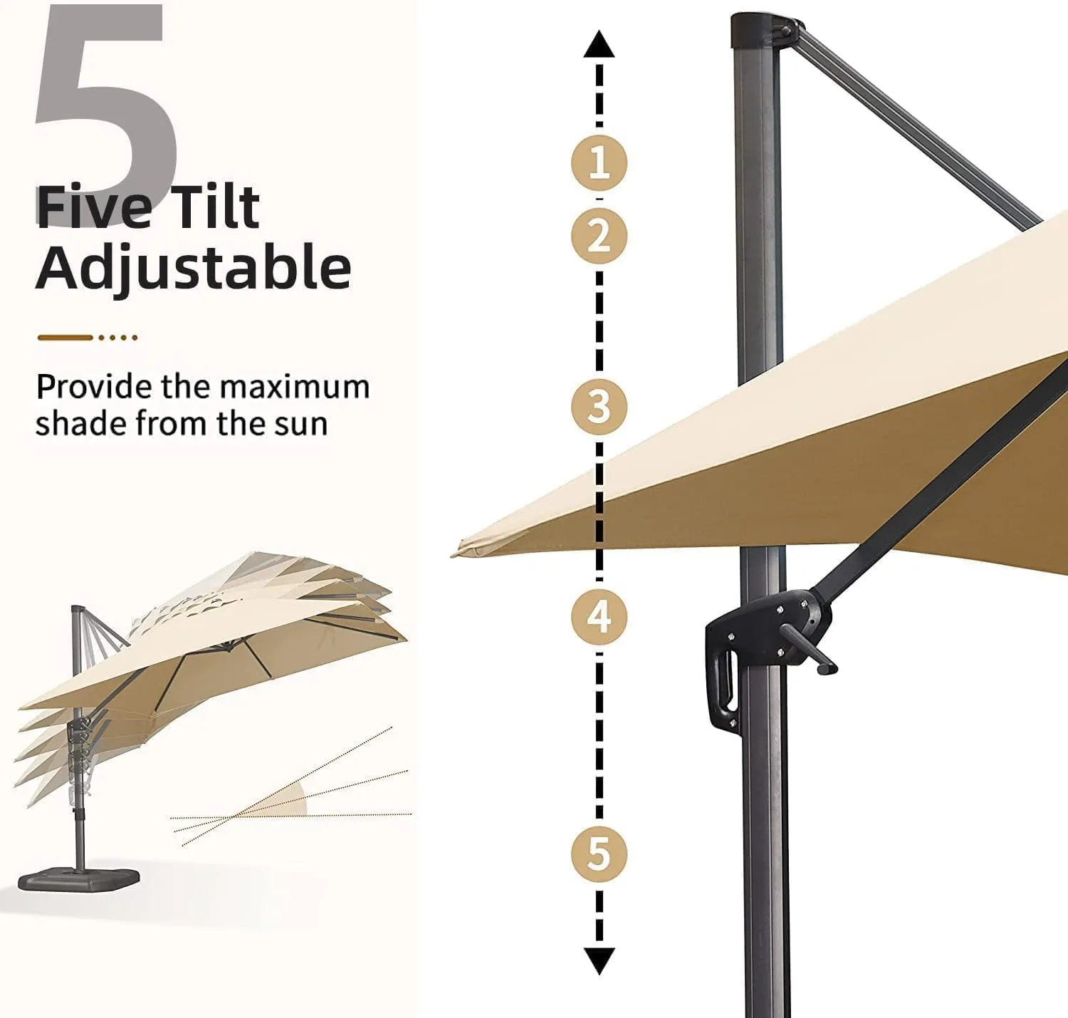 PURPLE LEAF 10' X 13' Patio Umbrella with Base Outdoor Cantilever Rectangle Umbrella Aluminum Offset Umbrella with 360-degree Rotation for Garden Deck Pool Patio Beige