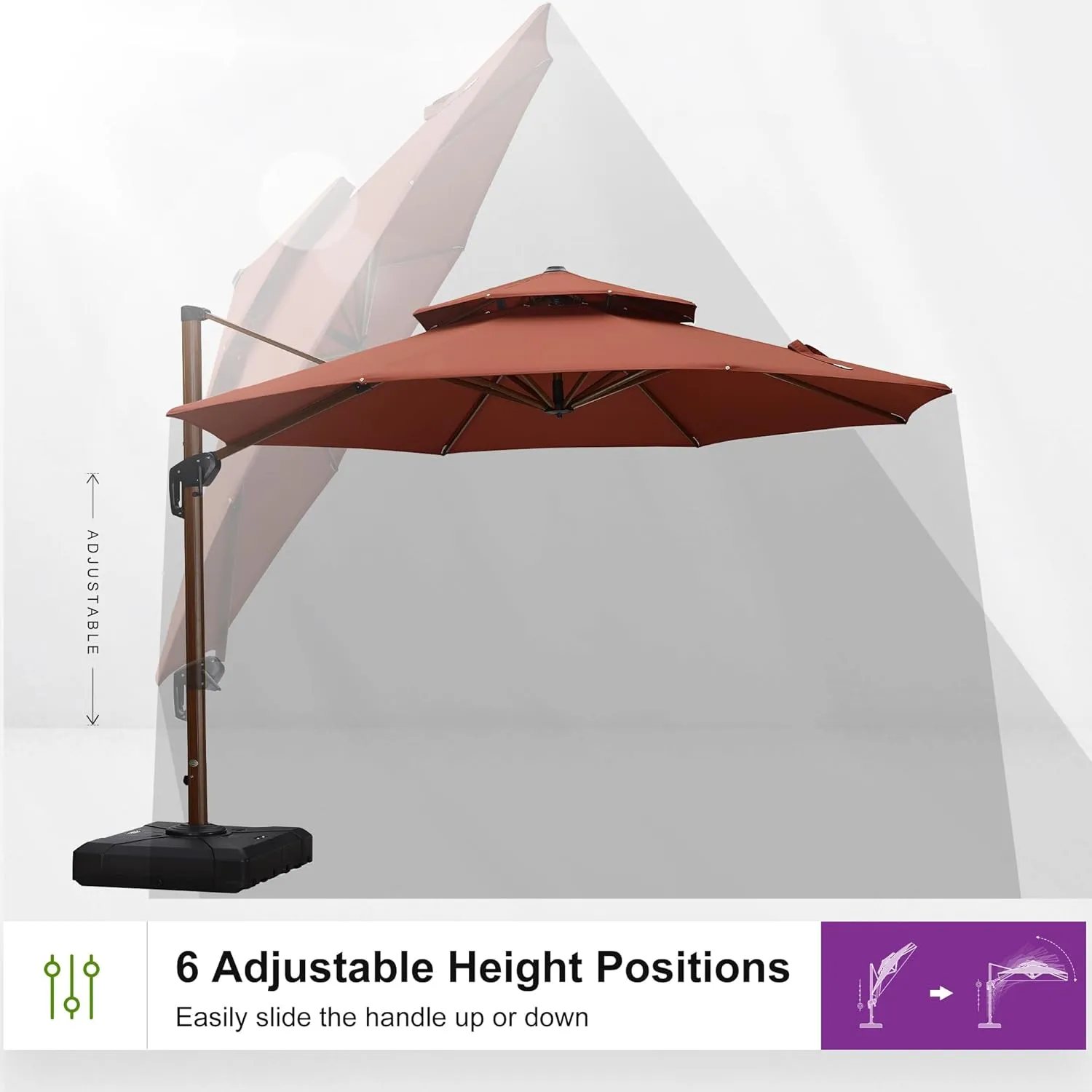 PURPLE LEAF 11ft Patio Umbrella Outdoor Round Umbrellas Large Cantilever Umbrella Windproof Offset Umbrellas Heavy Duty Sun Umbrella for Garden Deck Pool Patio, Brick Red