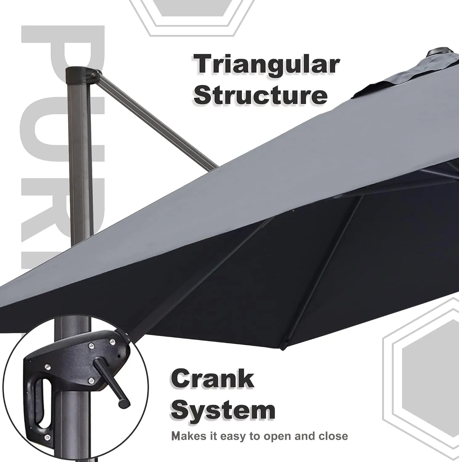 PURPLE LEAF 9' X 11.5' Patio Umbrella Outdoor Cantilever Rectangle Umbrella Aluminum Offset Umbrella with 360-degree Rotation for Garden Deck Pool Patio, Grey