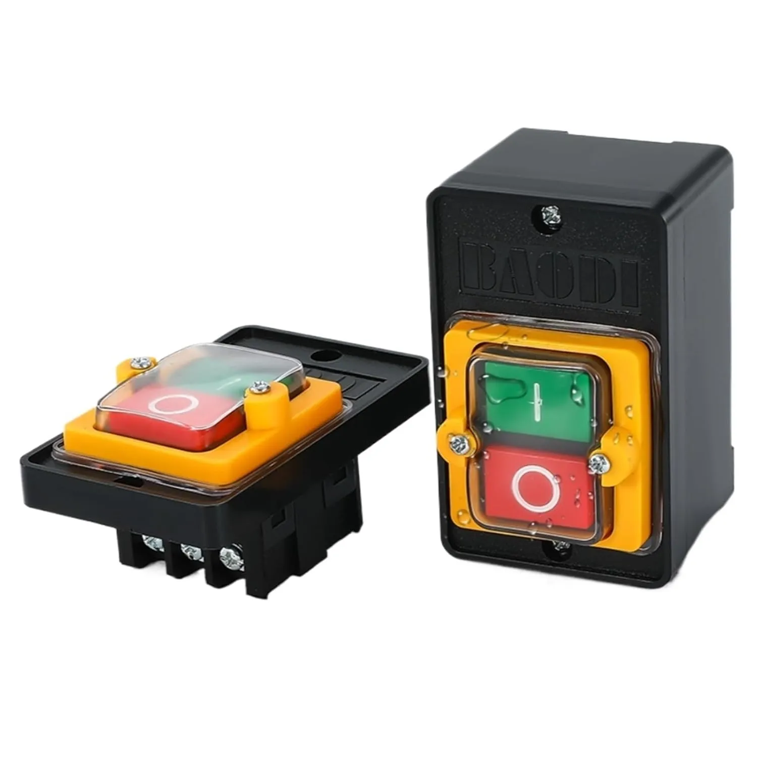 Push Button Switch KAO-5H KAO-5M 10A 380V for Cutting Machine Bench Drill Switch Waterproof Power on/Off Switch KAO-5(KAO-5M Yellow)