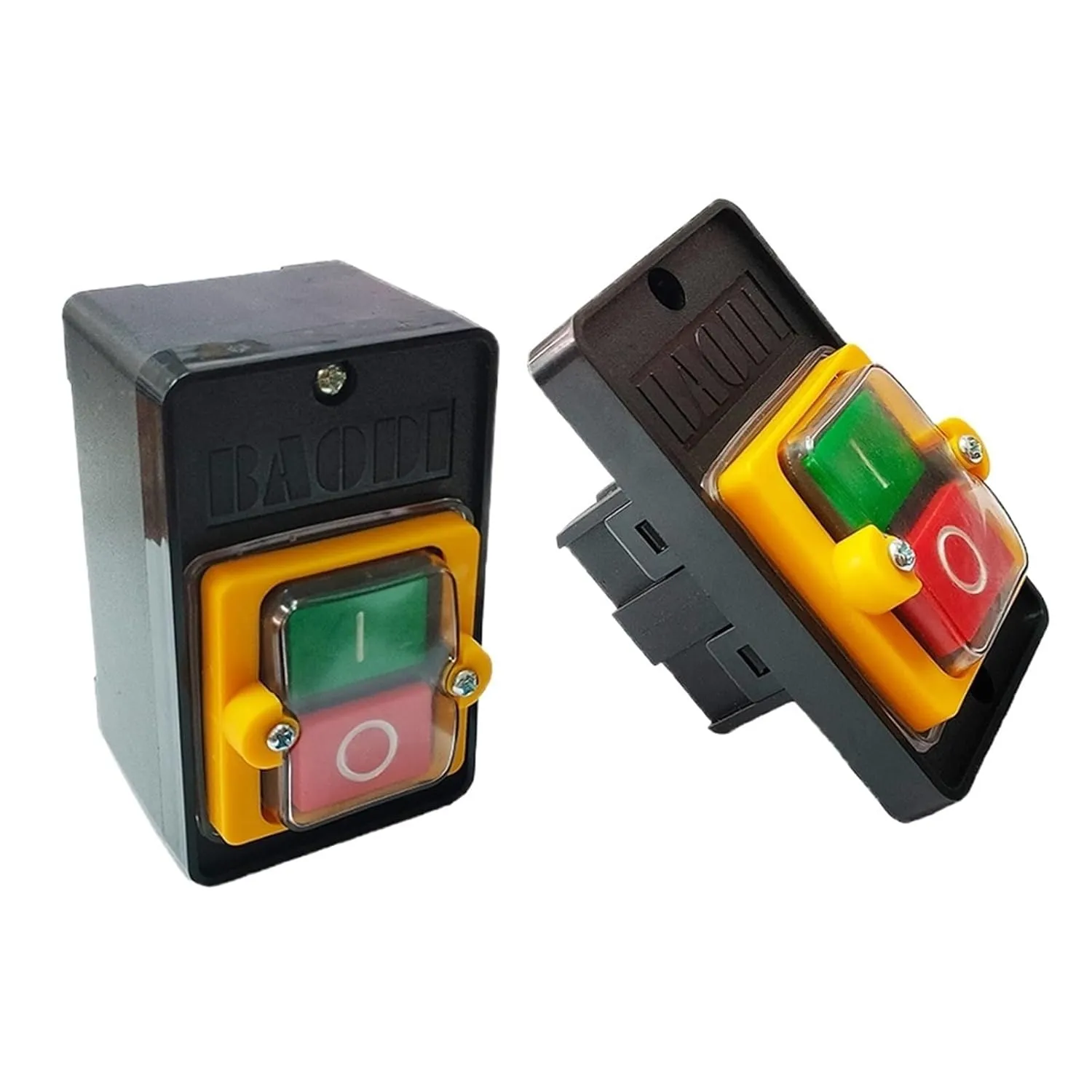 Push Button Switch KAO-5H KAO-5M 10A 380V for Cutting Machine Bench Drill Switch Waterproof Power on/Off Switch KAO-5(KAO-5M Yellow)