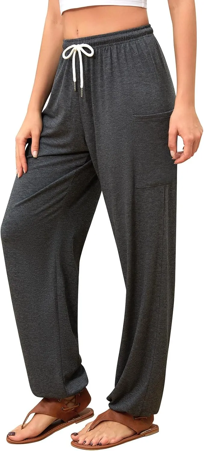QIANXIZHAN Women's Harem Pants, Hippie Palazzo Pants Boho Joggers Yoga Clothes with Pockets