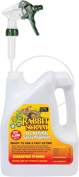 Rabbit Scram All Natural Granular Repellent - All-Natural, Animal, People and Pet Safe Granule from EPIC Repellents (1 Gallon, RTU)