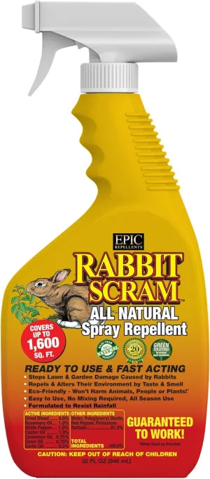 Rabbit Scram All Natural Granular Repellent - All-Natural, Animal, People and Pet Safe Granule from EPIC Repellents (32 Fl Oz, RTU)