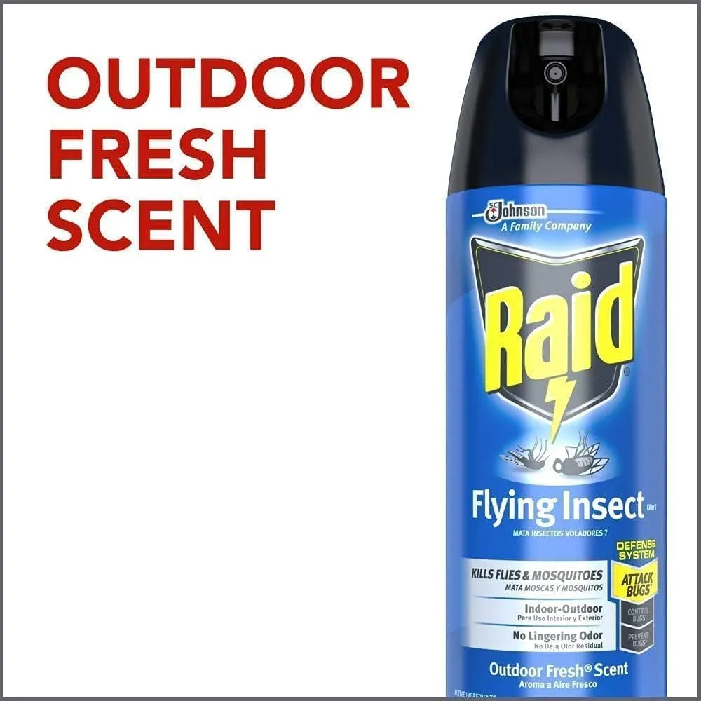 Raid Flying Insect Killer - Effective Bug Control Spray for Indoor & Outdoor Use - Fast-Acting Pest Repellent, 15 Oz (Pack of 8)