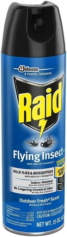 Raid Flying Insect Killer - Effective Bug Control Spray for Indoor & Outdoor Use - Fast-Acting Pest Repellent, 15 Oz (Pack of 8)