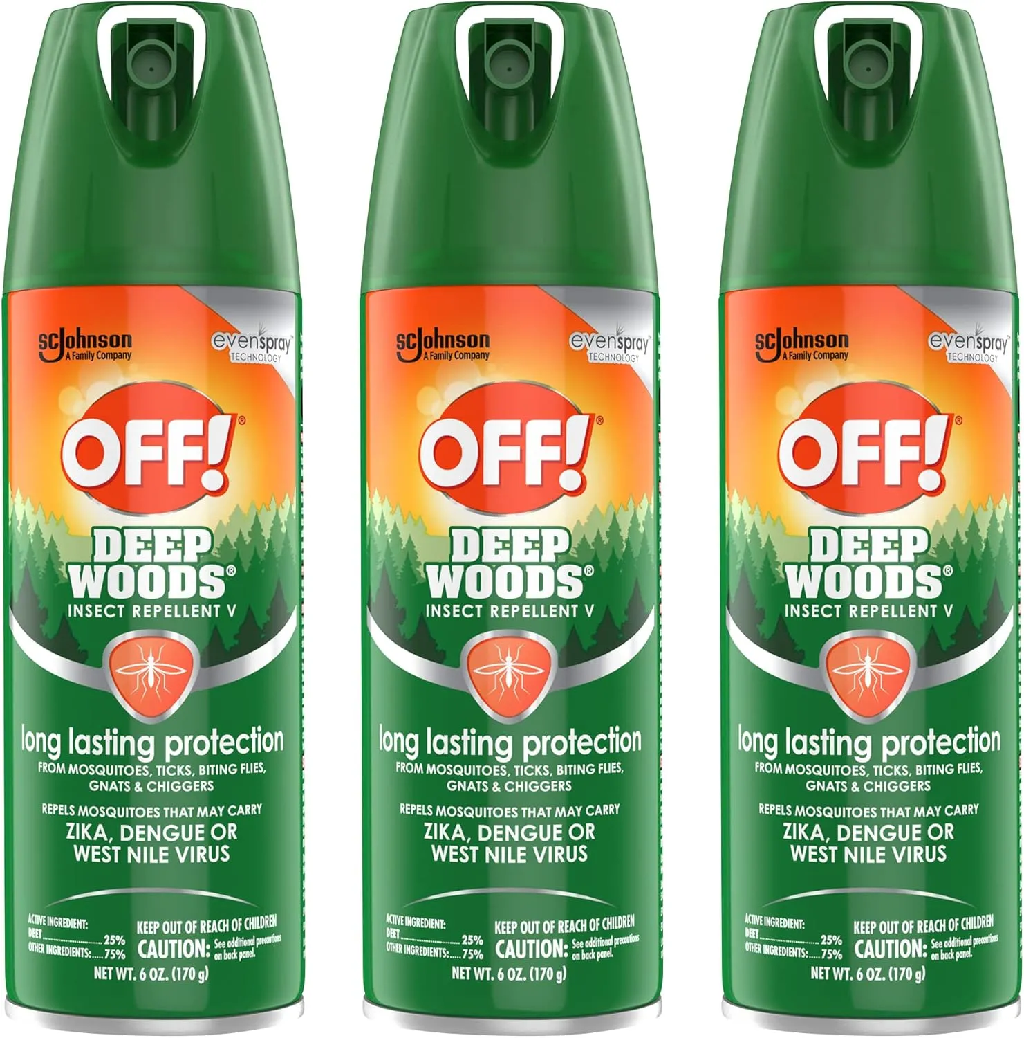 RaidOFF Off Deep Woods Insect Repellent 6oz (Pack of 3)