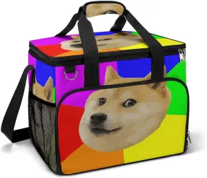 Rainbow Doge Meme Cooler Bag, Collapsible Soft Sided Cooler, Large Leakproof Camping Cooler, Portable Travel Cooler for Camping, Road Trips