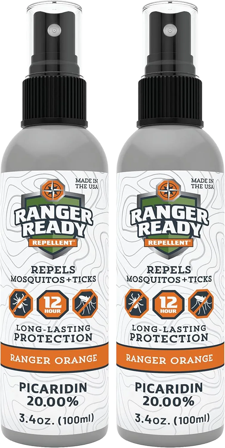 Ranger Ready Picaridin 20% Tick & Insect Repellent, Ranger Orange Scent Deet-Free Bug Spray, Travel Size 3.4 Oz. (Pack of 2)