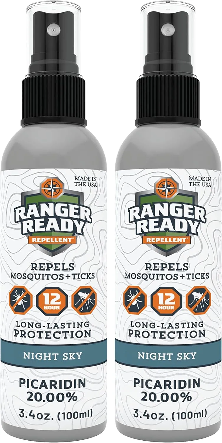 Ranger Ready Repellents Picaridin 20% Tick & Insect Repellent, Night Sky Scent Deet-Free Bug Spray, Travel Size 3.4 Oz. (Pack of 2)