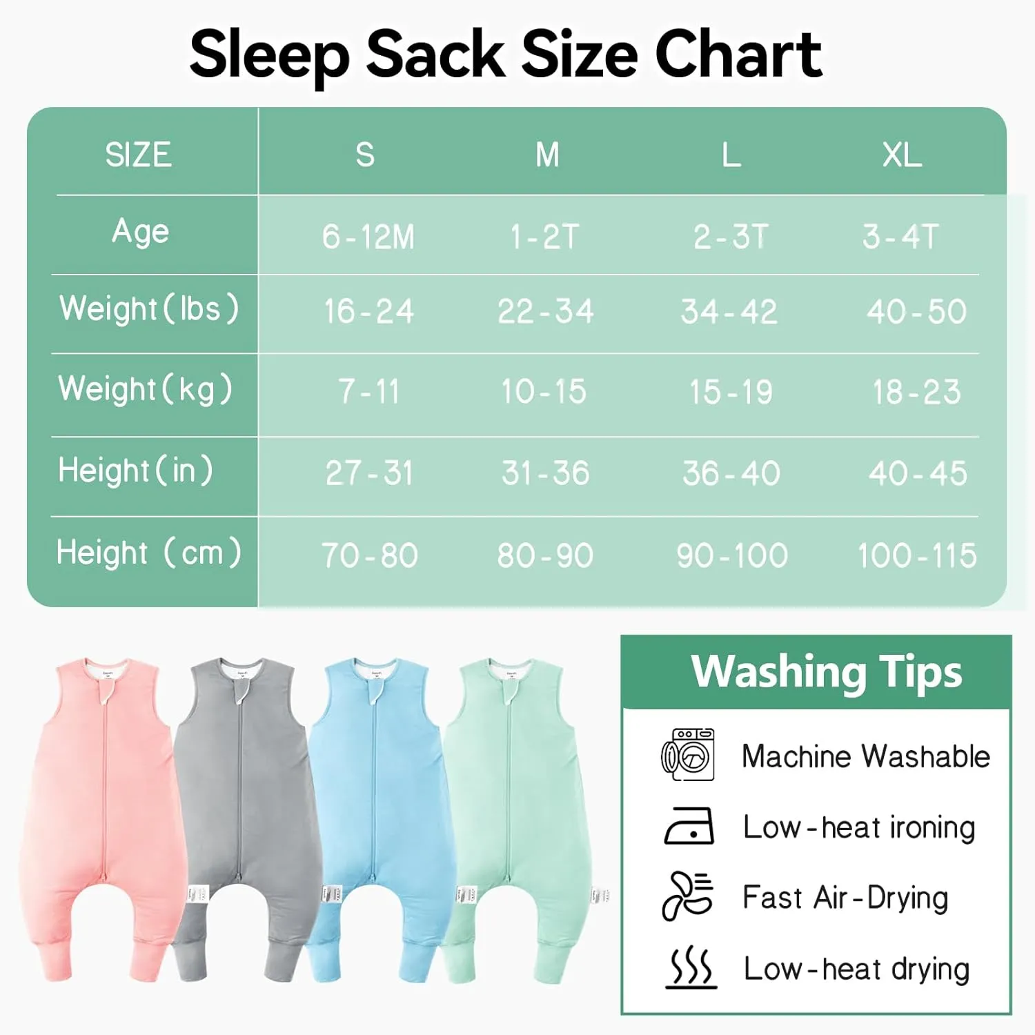 Rayon Made from Bamboo Sleep Sack 12-24 Months 0.5 Tog Ultra Soft Summer Toddler Sleep Sack 1t-2t with Feet 2-Way Zipper Lightweight Sleeping Bag Baby Wearable Blanket (2 Pack)-Green & Blue