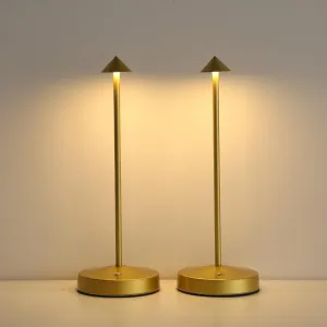 Rechargeable Cordless Lamps,3000mAh Battery Operated Table Lamp,Portable LED Touch 2 Levels Brightness Dimmable Bar Lamp,Battery Powered Lamps for Bars,Restaurant,Living Room(2 Pack,Gold)