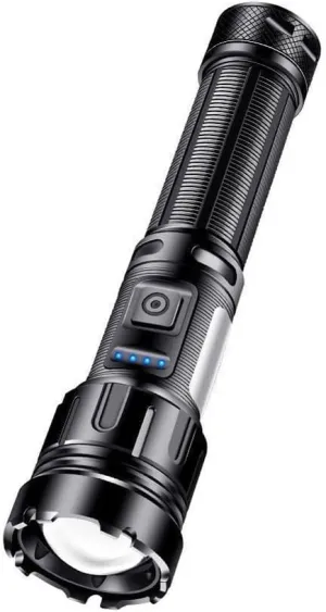 Rechargeable Flashlights, High Lumens Super Bright LED Flashlight, Tactical Handheld Flashlight with COB Sidelight, 7 Modes, Zoomable, Waterproof
