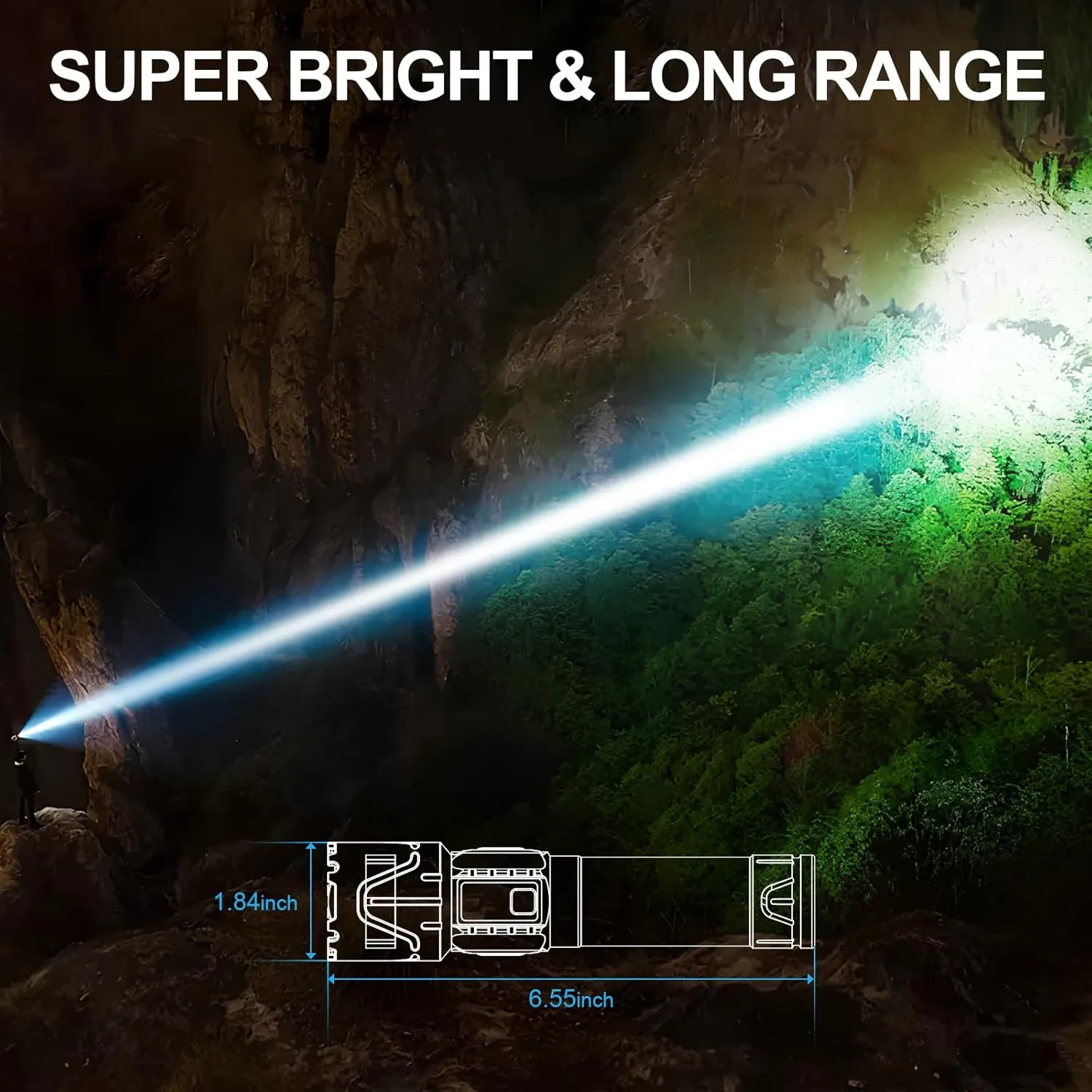 Rechargeable Flashlights High Lumens - Super Bright LED Tactical Flash Light, Powerful Waterproof Handheld USB C Flashlight for Camping,Emergencies,Home,5 Modes,Zoomable (2, Black)