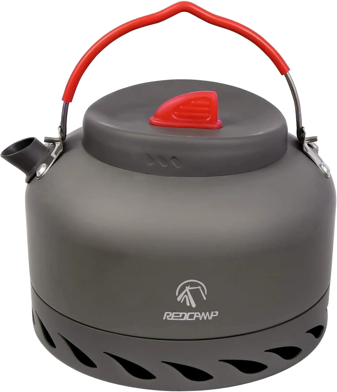 REDCAMP 1.4L Outdoor Camping Kettle with Heat Exchanger, Aluminum Camp Tea Kettle with Carrying Bag, Compact Lightweight Coffee Pot