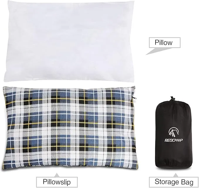 REDCAMP Outdoor Camping Pillow Lightweight, Flannel Travel Pillow Cases, Removable Pillow Cover