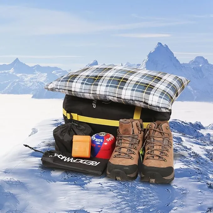 REDCAMP Outdoor Camping Pillow Lightweight, Flannel Travel Pillow Cases, Removable Pillow Cover