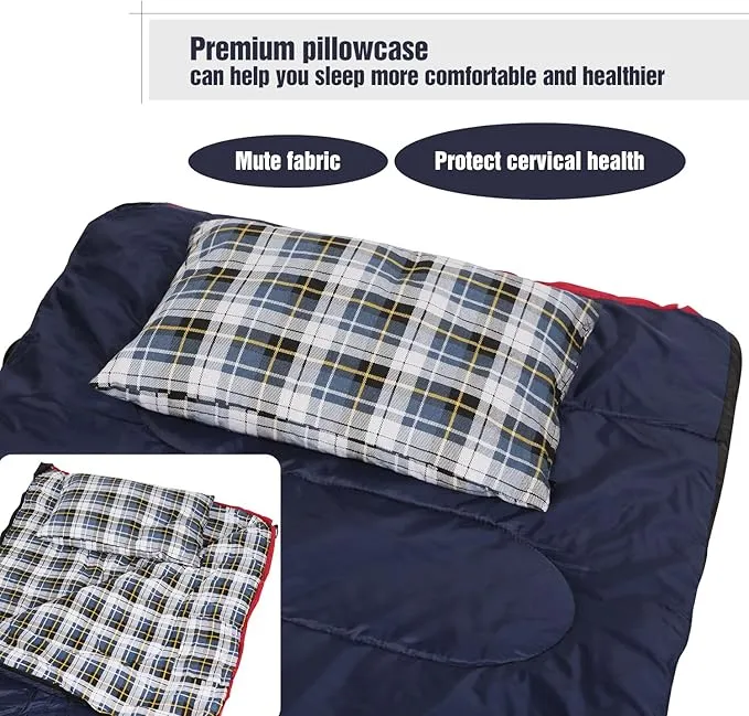 REDCAMP Outdoor Camping Pillow Lightweight, Flannel Travel Pillow Cases, Removable Pillow Cover