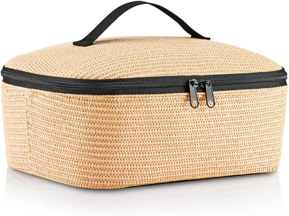 reisenthel Coolerbag M Pocket - Cool Bag with Outer Material Made from Recycled PET Bottles - Ideal for Lunch on the Go, Raffia Black, M, Cool bag