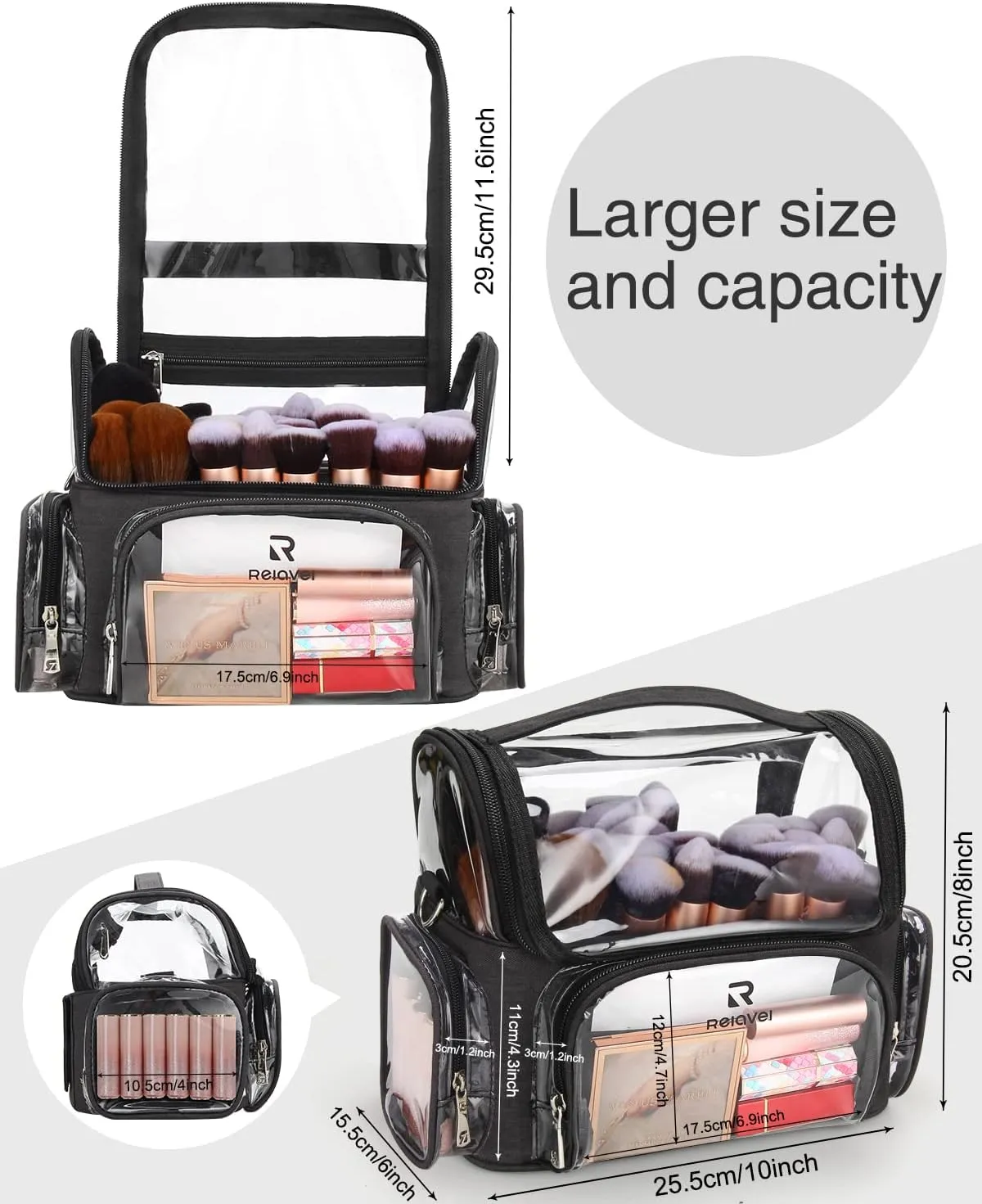 Relavel Professional Makeup Bag Makeup Backpack and Cosmetic Bag, Durable Waterproof Material with Shoulder Straps and Adjustable Dividers, Professional Makeup Artist Organizer