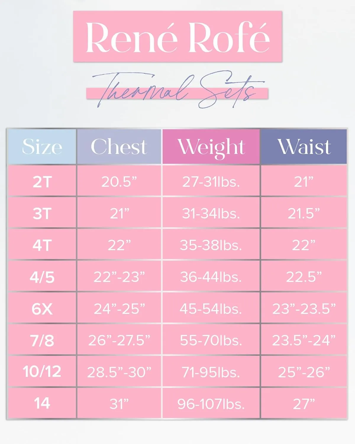Rene Rofe Girls' Performance Thermal Underwear Set - 4 Piece Cozy Fleece Long Johns Base Layer Set for Girls (Sizes: 2T-16)