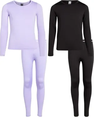 Rene Rofe Girls' Performance Thermal Underwear Set - 4 Piece Cozy Fleece Long Johns Base Layer Set for Girls (Sizes: 2T-16)