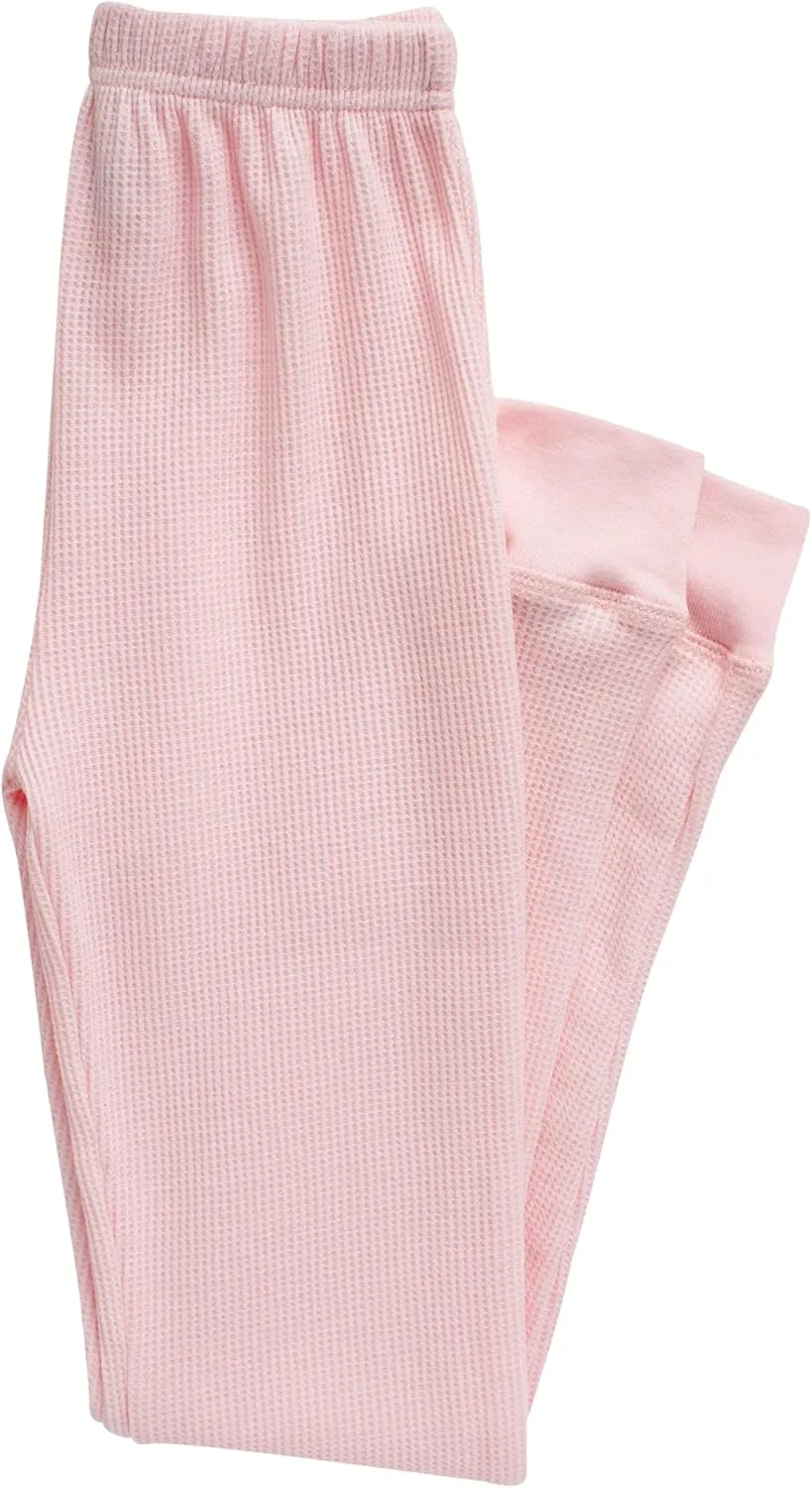 Rene Rofe Girls’ Thermal Underwear Set – 4 Piece Waffle Knit Top and Long Johns (2T-16)