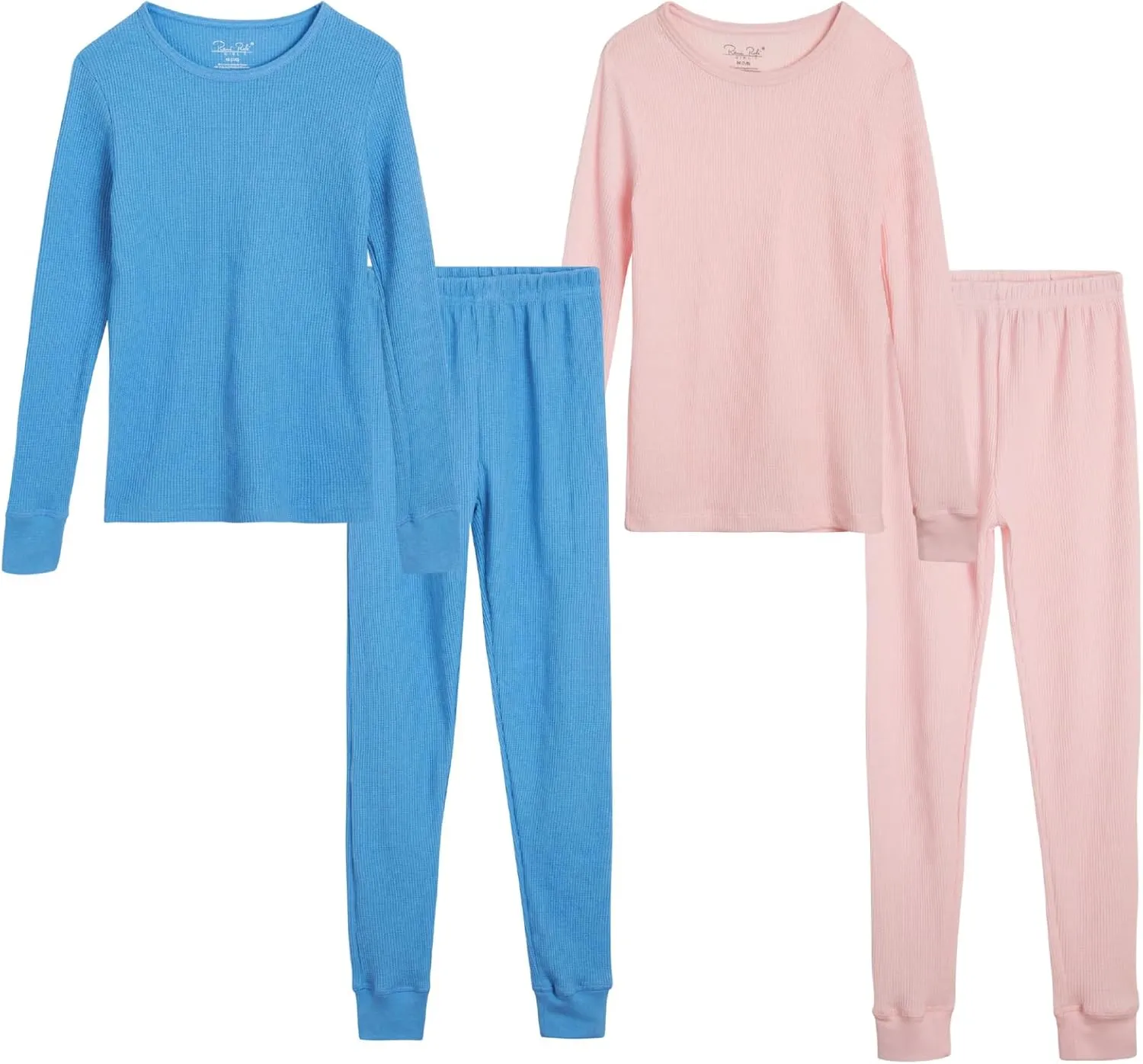 Rene Rofe Girls’ Thermal Underwear Set – 4 Piece Waffle Knit Top and Long Johns (2T-16)