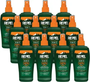 Repel Insect Repellent Sportsmen Max Formula Spray Pump 40% DEET, 6-Ounce, 12-Pack ,Yellow, 72.0 Fl.Oz